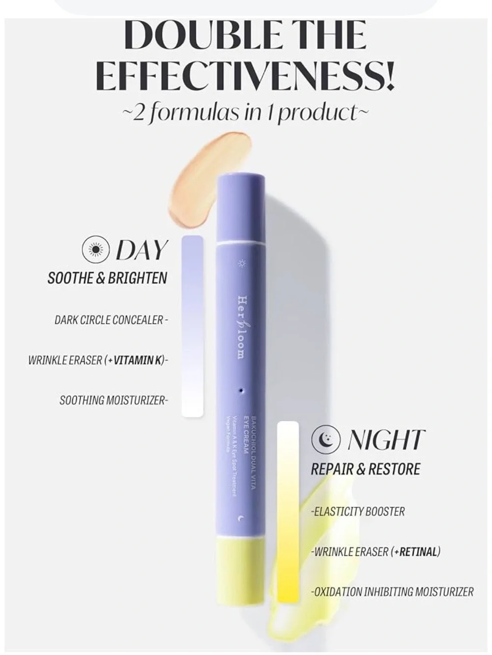 Set of two Herbloom Bakuchiol Dual Vita Eye Cream.  Vegan